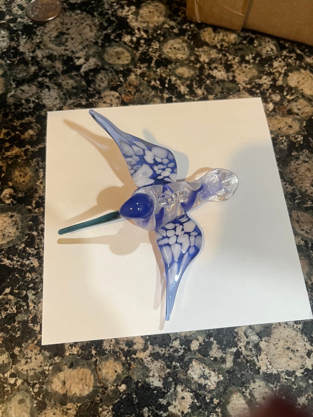 Customer photo review of Blue Glass Hummingbird with Infused Ash