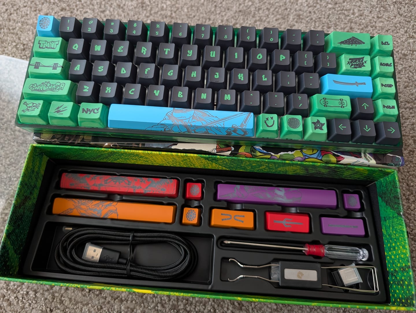 Customer photo review of Banshee K68 HE Magnetic Switch Keyboard - Teenage Mutant Ninja Turtles (4 Colors in 1)