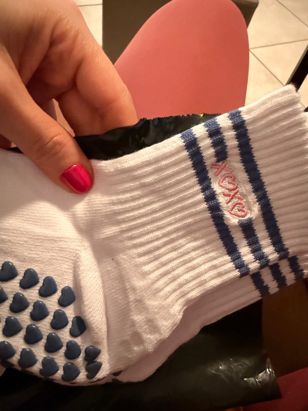 Customer photo review of XOXO Grip Socks