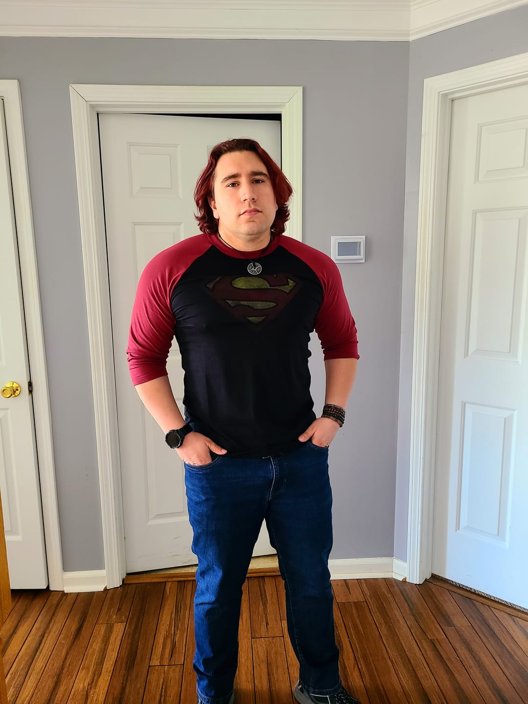 Customer photo review of 8072 - Superman 3/4 Raglan Shirts