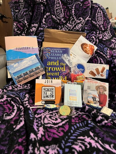 Customer photo review of Monthly Brenda Novak’s Book Box Subscription