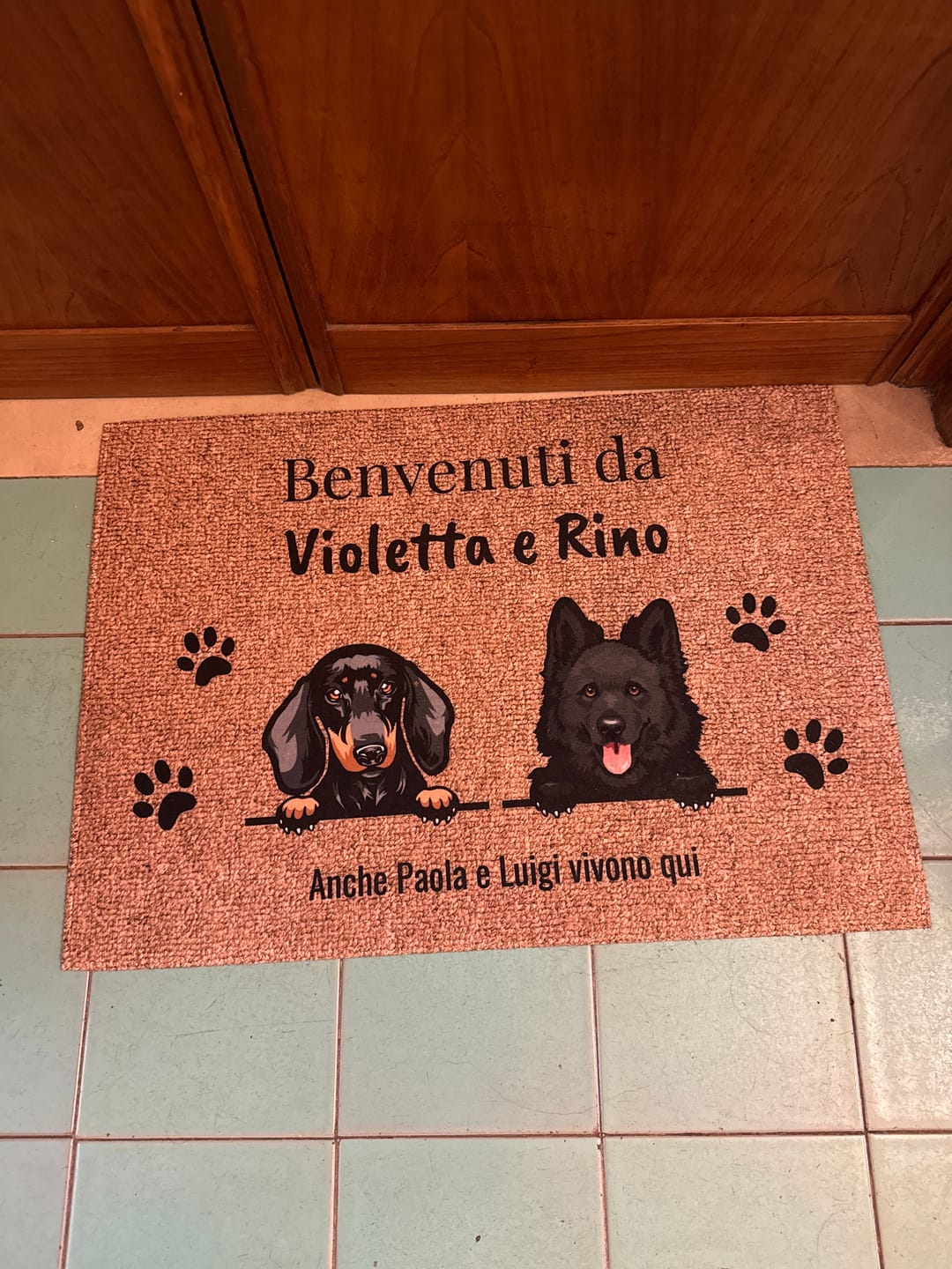 Customer photo review of Benvenuti da – Zerbino personalizzato