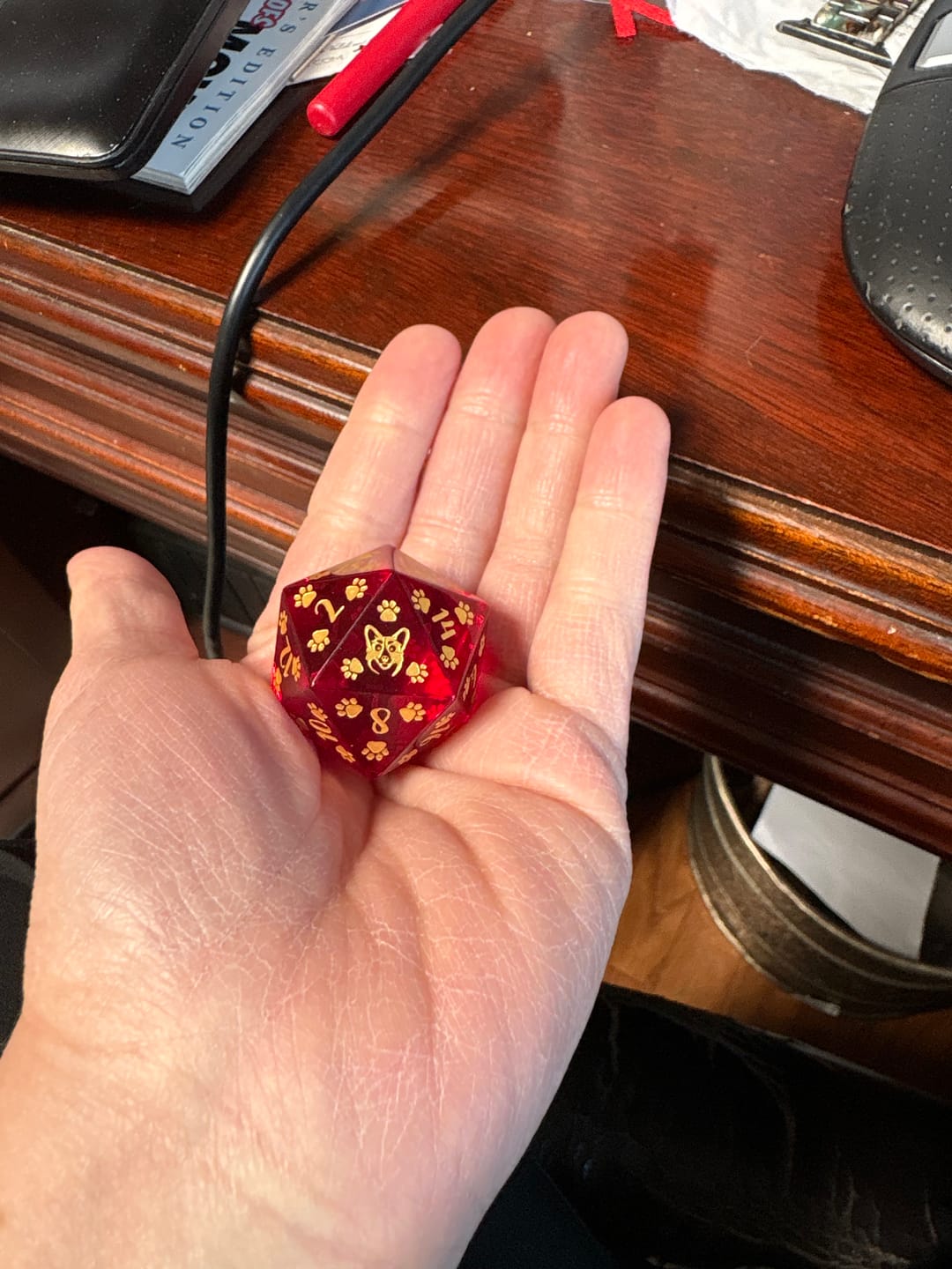 Customer photo review of Corgi Puppy Paws Red Glass 30mm D20