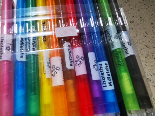 Customer photo review of Wrap-around Pencil & Pen Labels