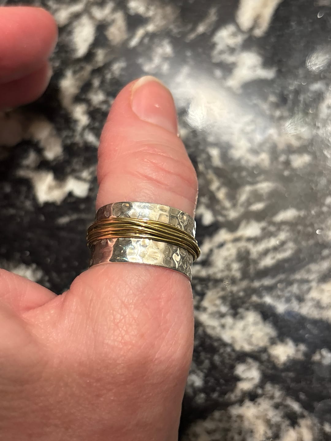 Customer photo review of Sterling Silver & Gold Wide Band Statement Ring