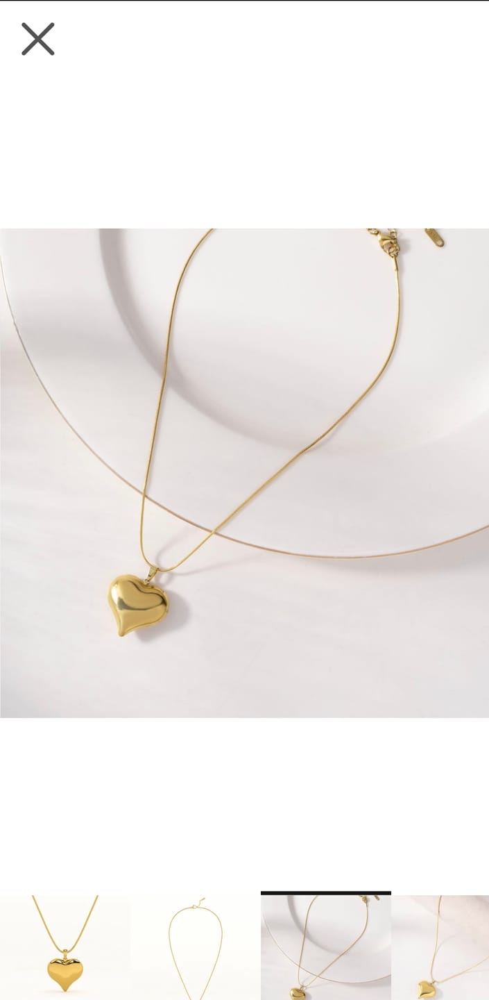 Customer photo review of Heart Pendant Gold Chain Necklace