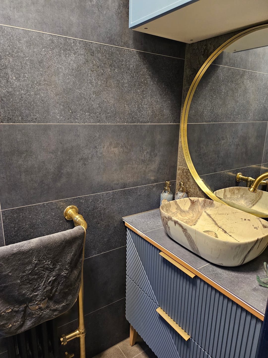Customer photo review of 10mm Roman Blue Matt Shower Panel 1M x 2.4M