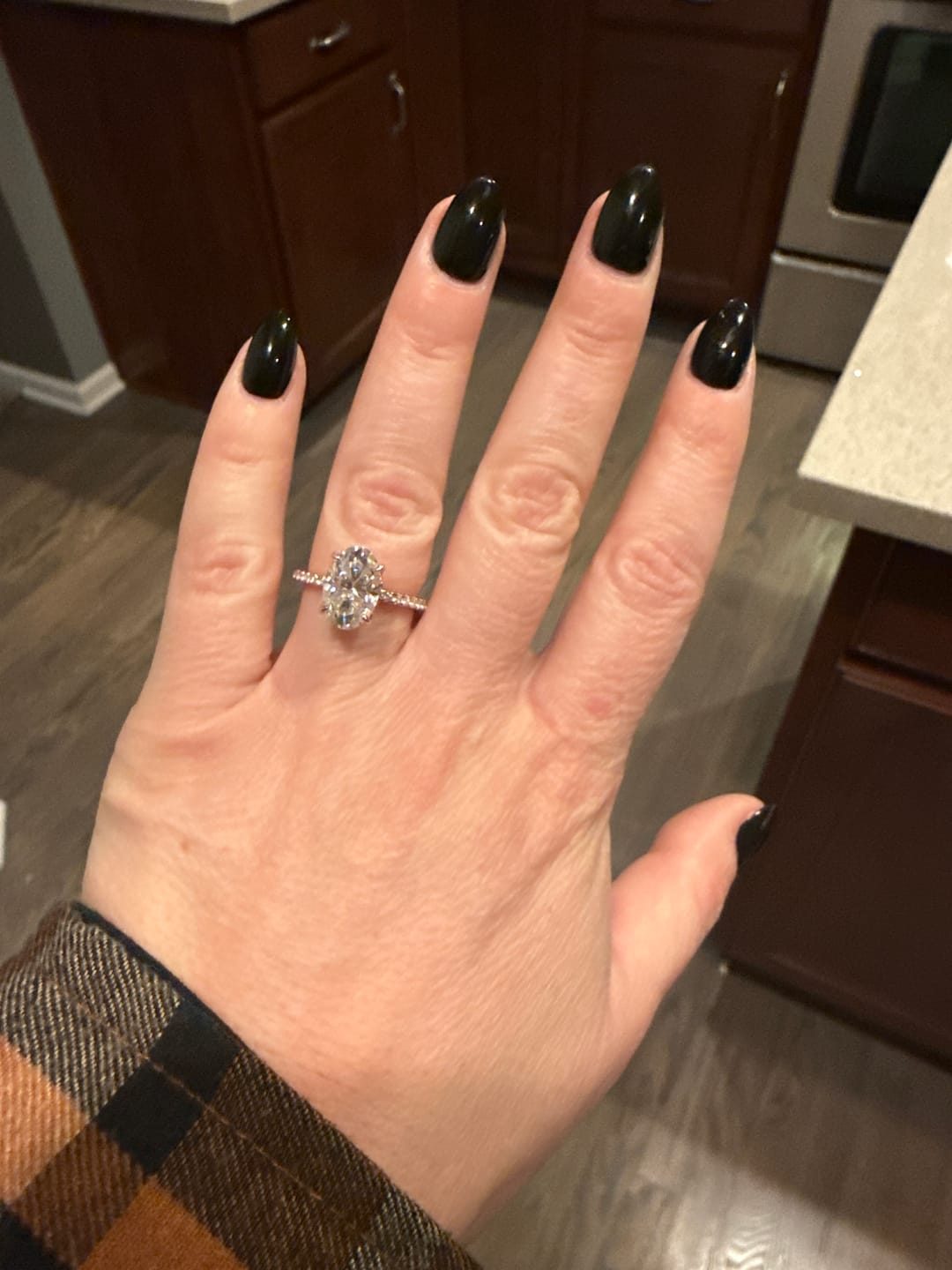 Customer photo review of S925 4.0Ct Oval Cut Classic Hidden Halo Pavé Engagement Ring Promise Ring