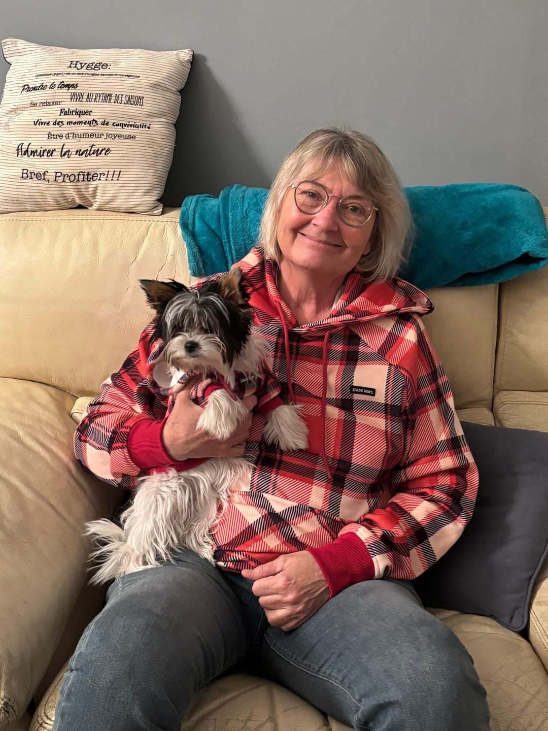 Customer photo review of Red Plaid Human Hoodie