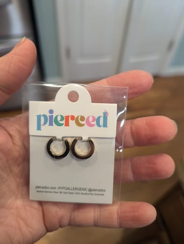 Customer photo review of Gold Huggies Earrings