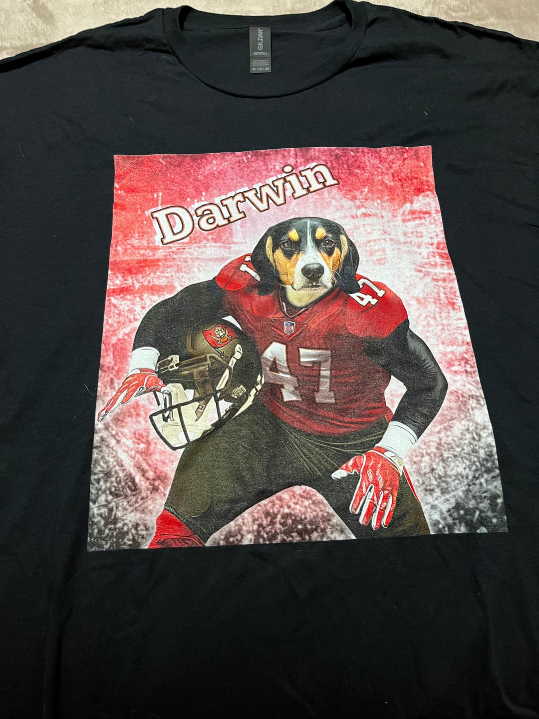 Customer photo review of 'Tampa Bay Doggos' Personalized Pet T-Shirt