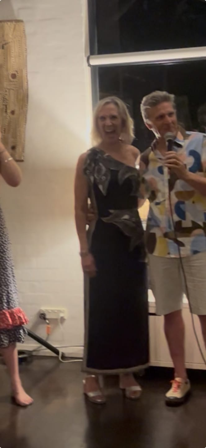 Customer photo review of Amira One Shoulder Viscose Faille Dress in Onyx Casablanca