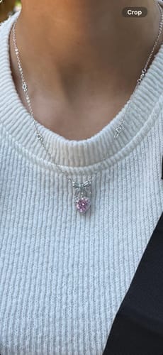 Customer photo review of Evelyn Bow Heart Necklace