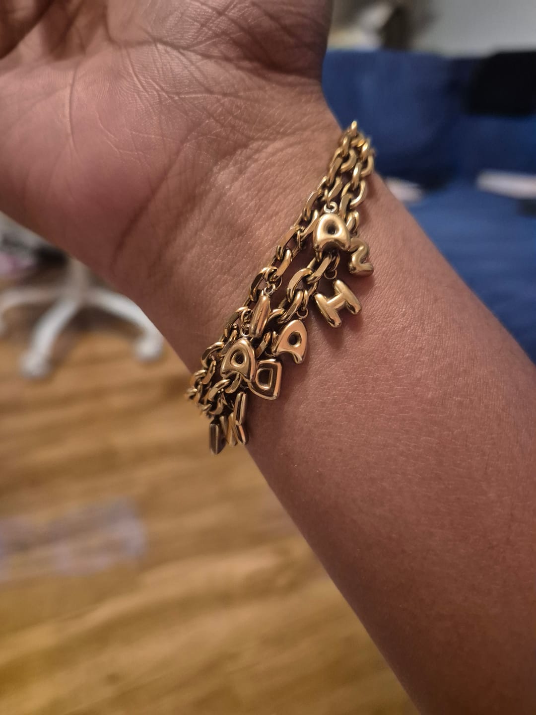 Customer photo review of Bubble Letter Bracelet (sale)