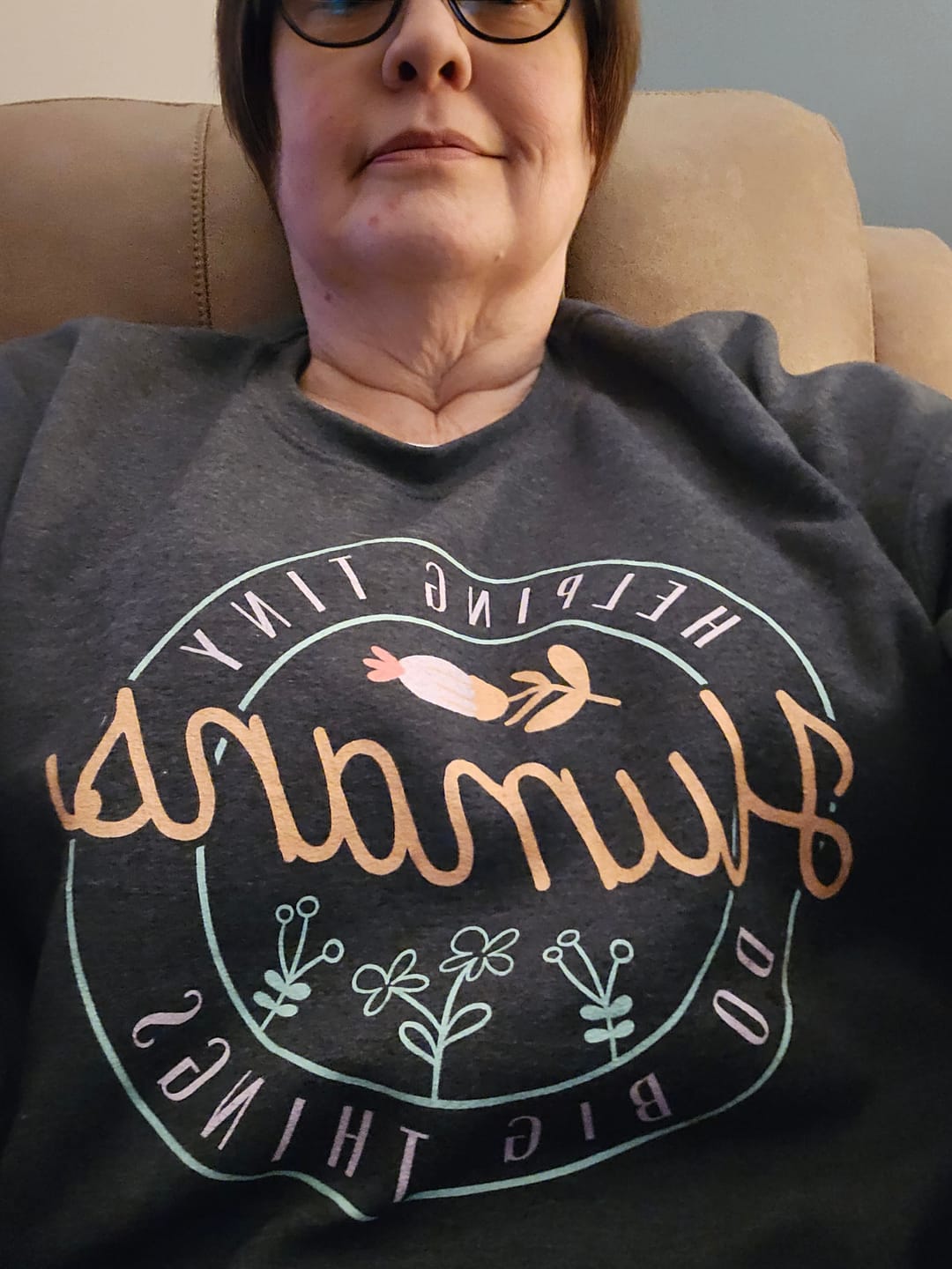 Customer photo review of Helping Tiny Humans Do Big Things Sweatshirt