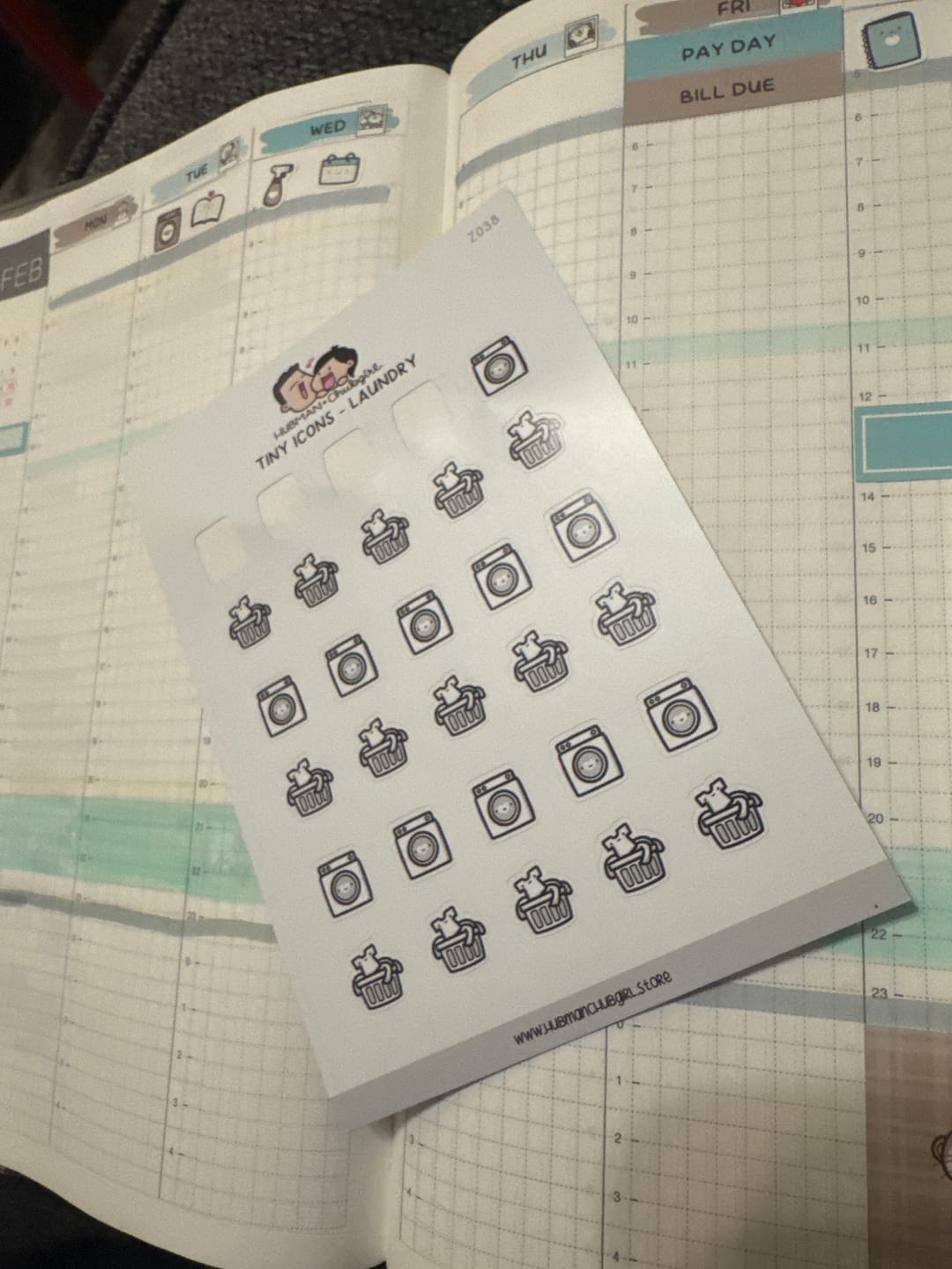 Customer photo review of Tiny Icons - Laundry Planner Stickers