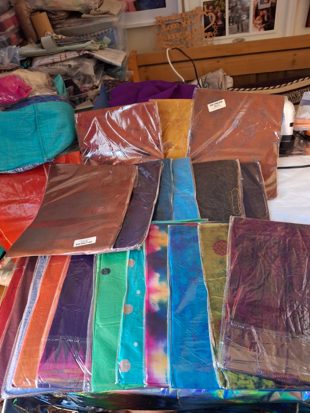 Customer photo review of Pure Silk Scarves Bargain Bundle (20 scarves)