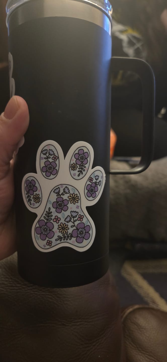 Customer photo review of Paw Print Sticker