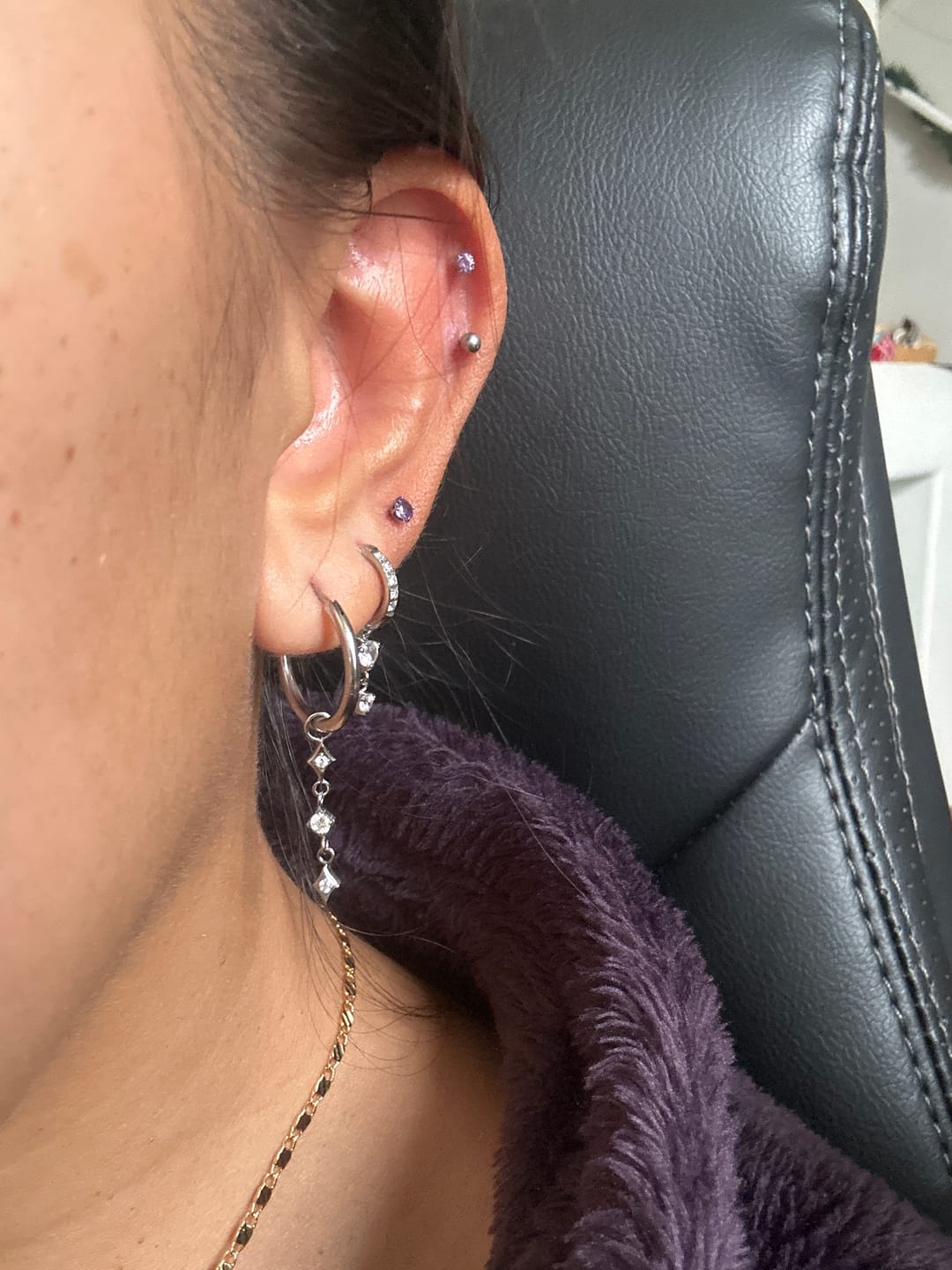 Customer photo review of My Huggies Hoop Earrings