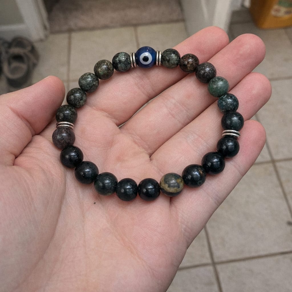 Customer photo review of Libra Zodiac Healing Bracelet 8mm — Authentic Turquoise & Black Tourmaline, Vastu Remedy for Harmony & Decision-Making