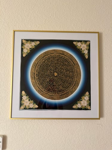 Customer photo review of Blue Radiant Mantra Mandala Thangka