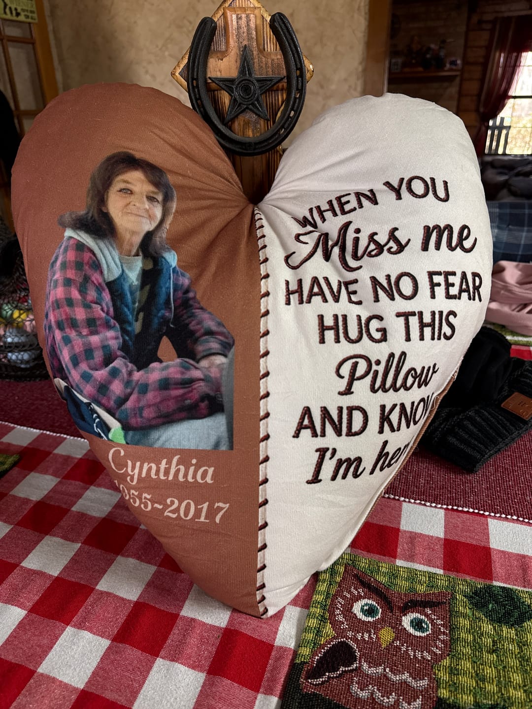 Customer photo review of In Loving Memory - Personalized Memorial Faux Fur Shaped Pillow