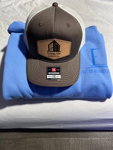 Customer photo review of Richardson 112 Genuine Leather Patch Hats Laser Engraved