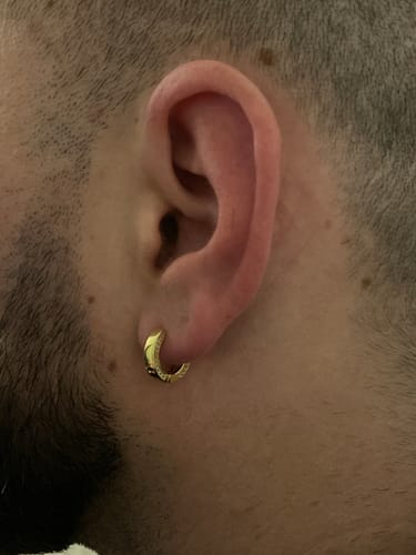 Customer photo review of Side Set Hoop - Gold