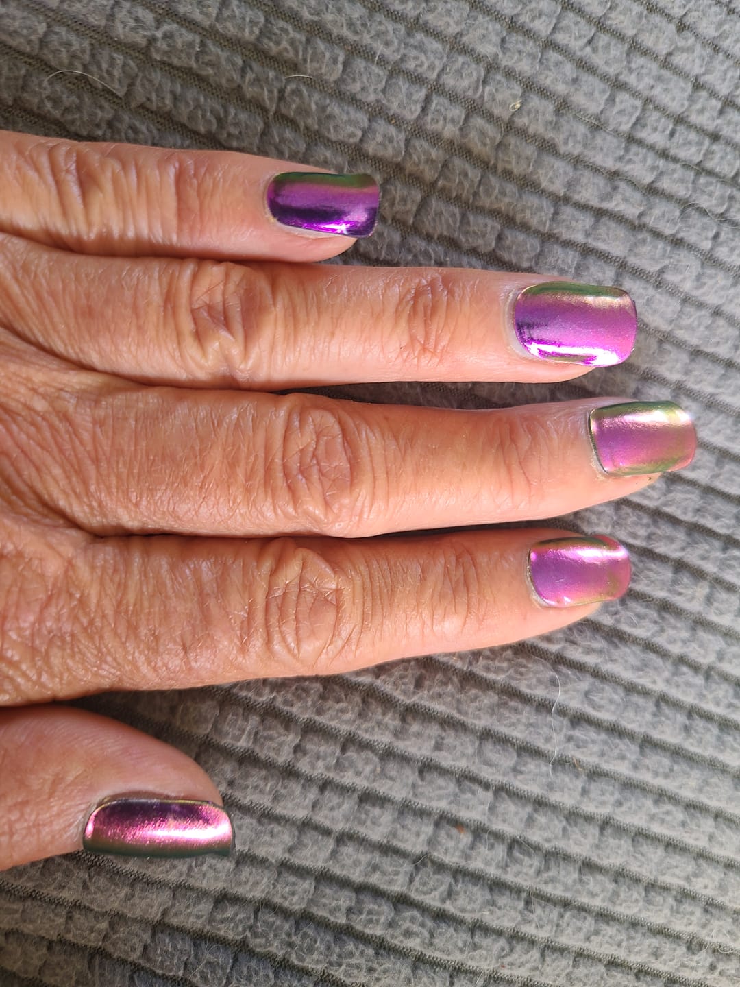 Customer photo review of Electric Purple Chameleon DIY Semicured Gel Nail Sticker Kit
