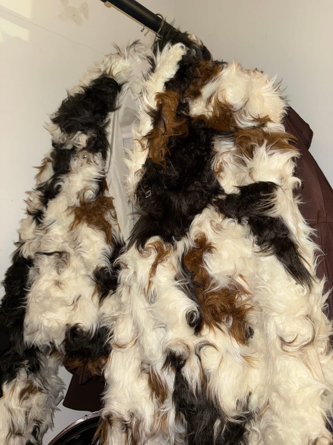 Customer photo review of ENORA-CREAMMULTI WESTERN COW PRINT FAUX FUR JACKET