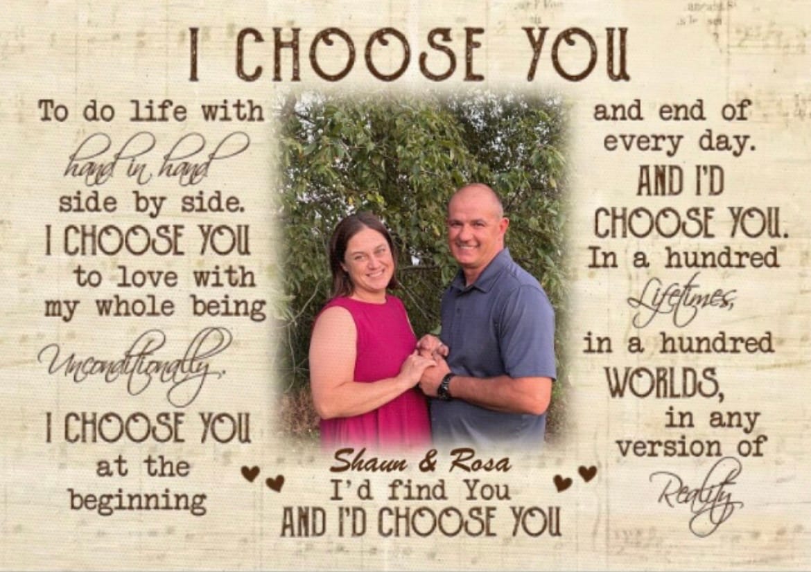 Customer photo review of Couple Personalized Canvas Prints - Custom Photo & Text - 5 Sizes - Anniversary Gift, Love Gifts, Couple Gifts for Her, I Choose You - Dem Canvas