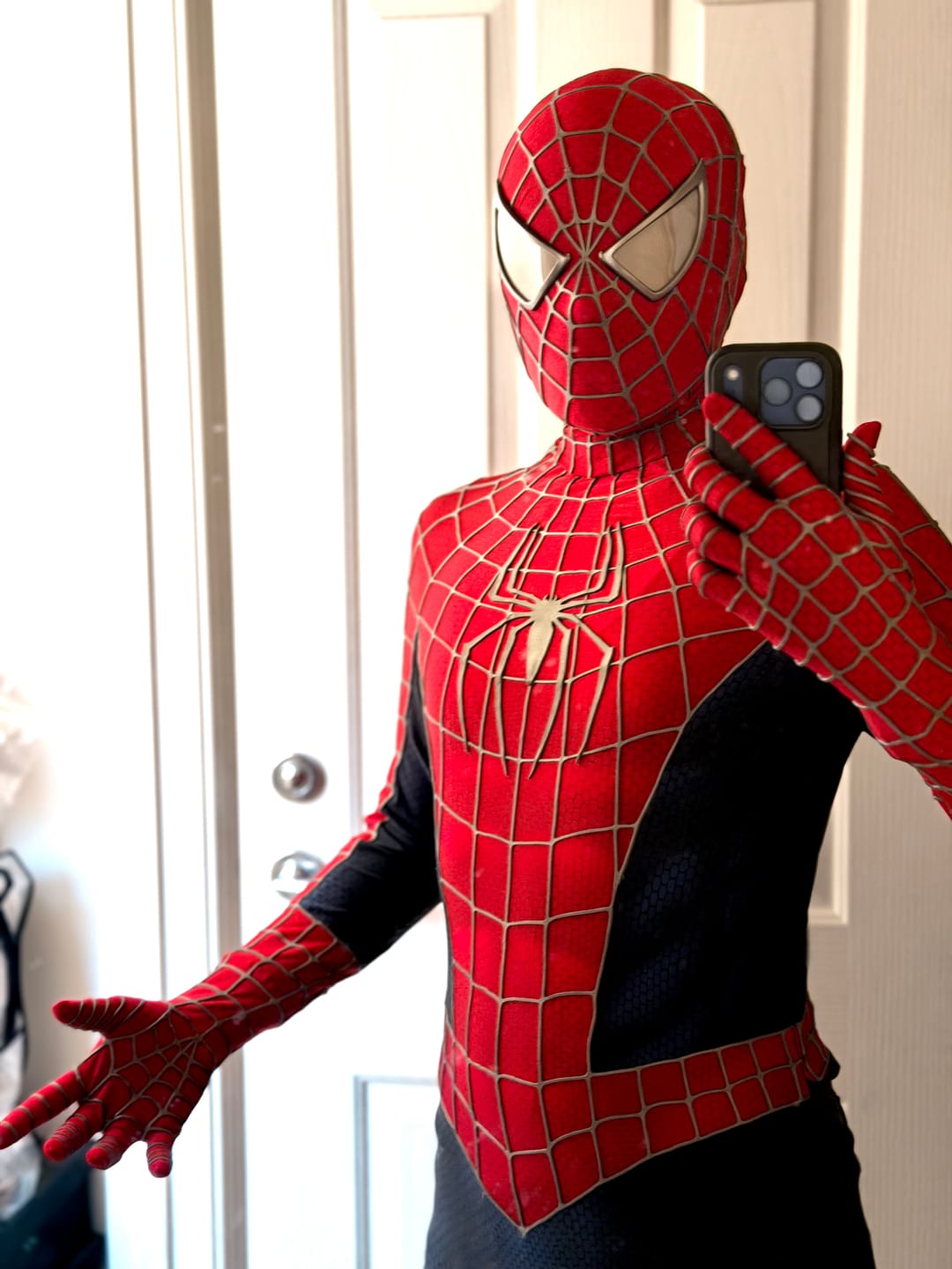 Customer photo review of Tailor made!  Tobey Maguire Spider-Man Life Size Wearable Costume