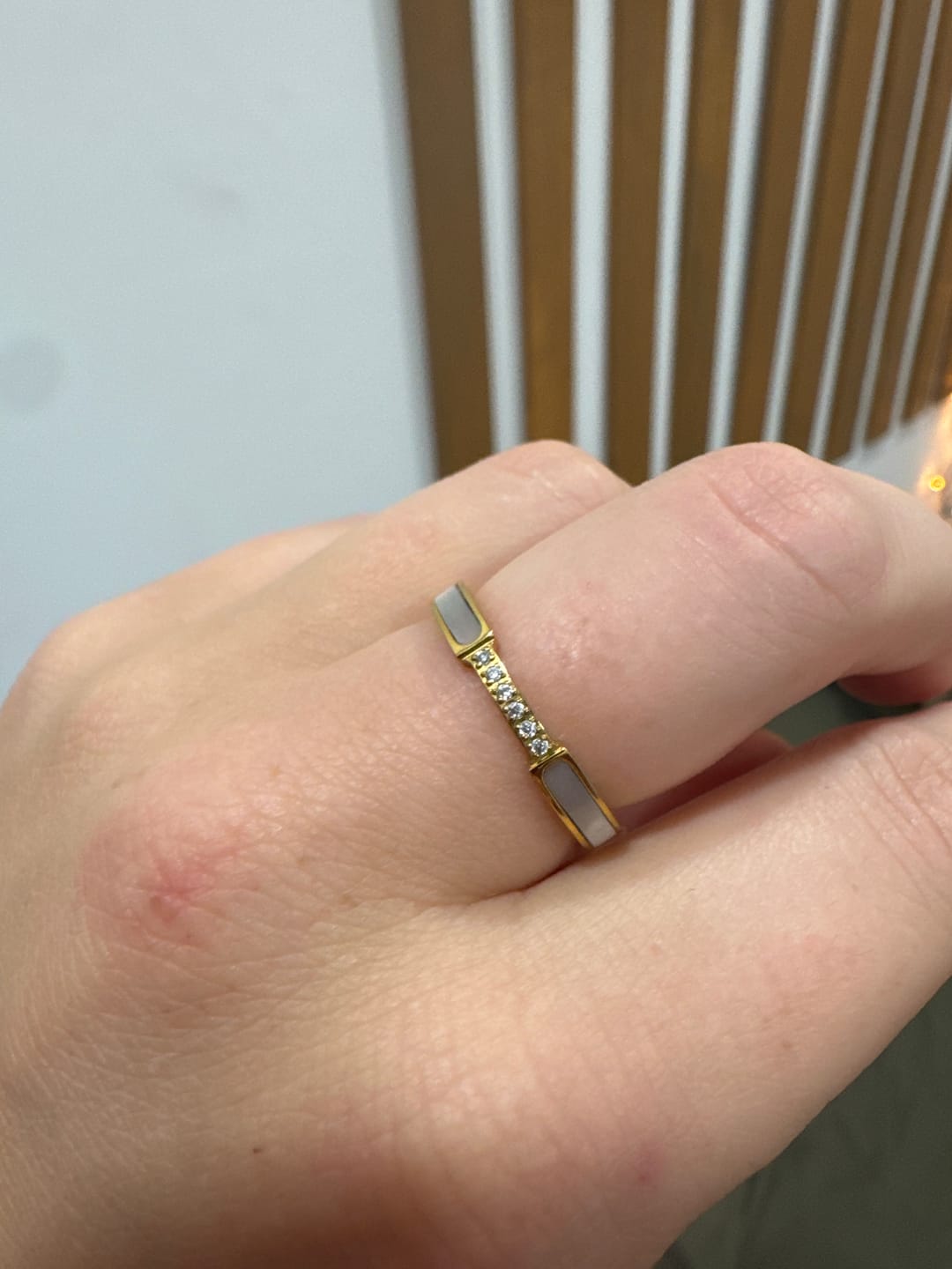 Customer photo review of Mother Of Pearl & Crystal Ring