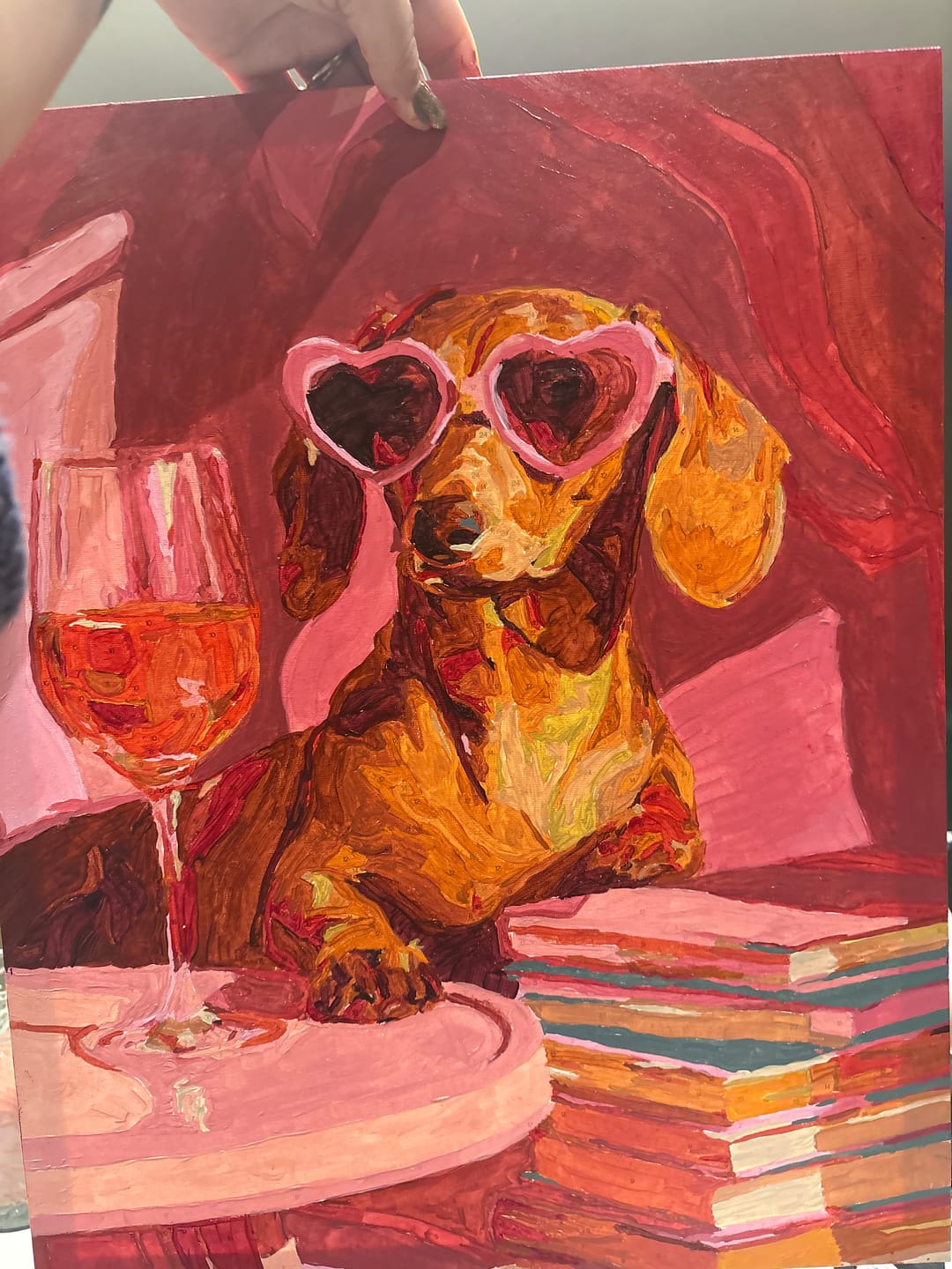 Customer photo review of Dachshund in pink | Paint by Number
