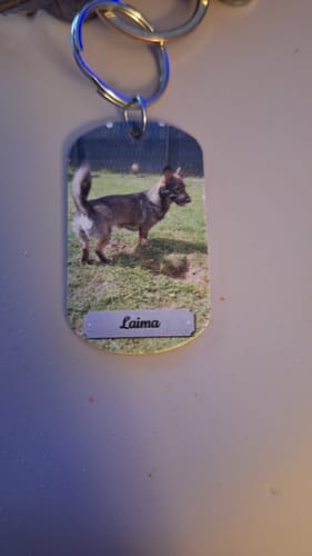 Customer photo review of Photo double face - Porte-clés Dog Tag personnalisé