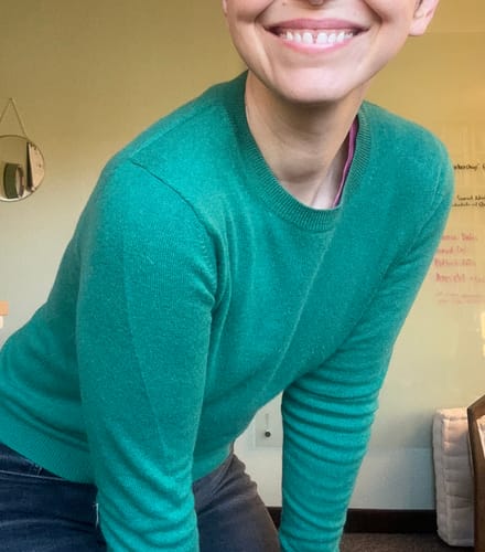 Customer photo review of Deep Jade Green Cashmere Crew Neck Jumper Extra Small