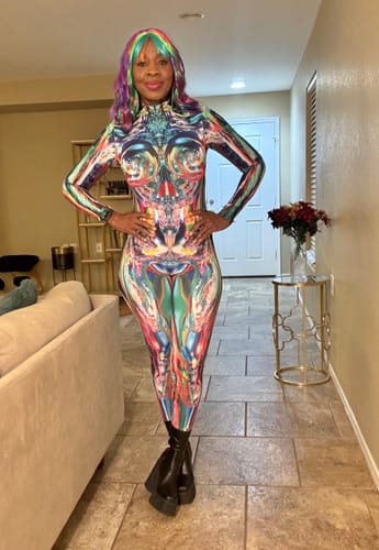 Customer photo review of Women Multichrome Skin Costume