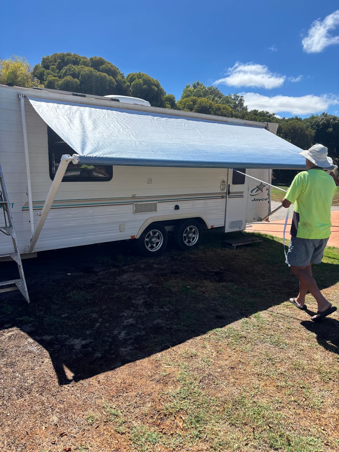 Customer photo review of Awning Replacement Vinyl - Blue Fade WA2004