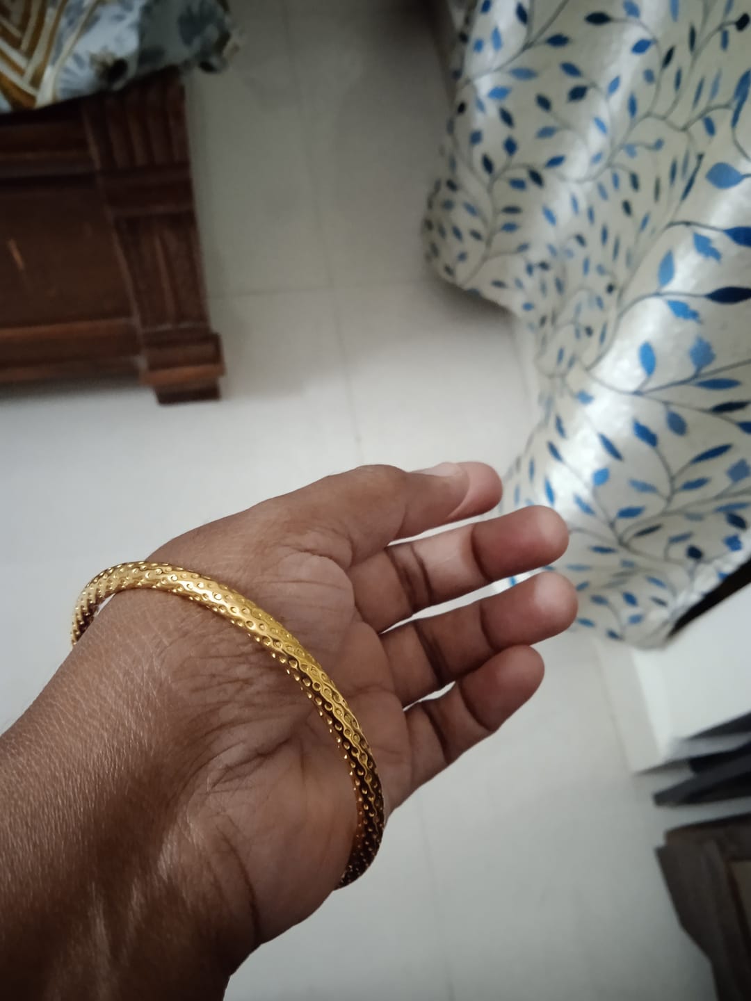 Customer photo review of Engraved Dots Bangle Bracelet
