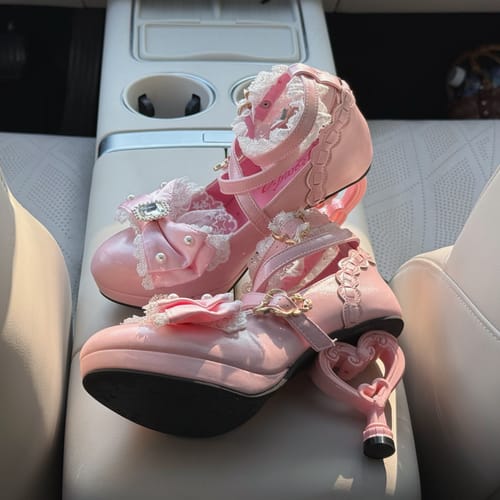 Customer photo review of Lace Bow Crystal High Heels