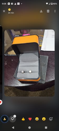 Customer photo review of Women's Moissanite Diamond Stud Earrings in White Gold - 6.5mm