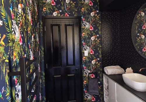 Customer photo review of Lemur Wallpaper - Midnight Blue