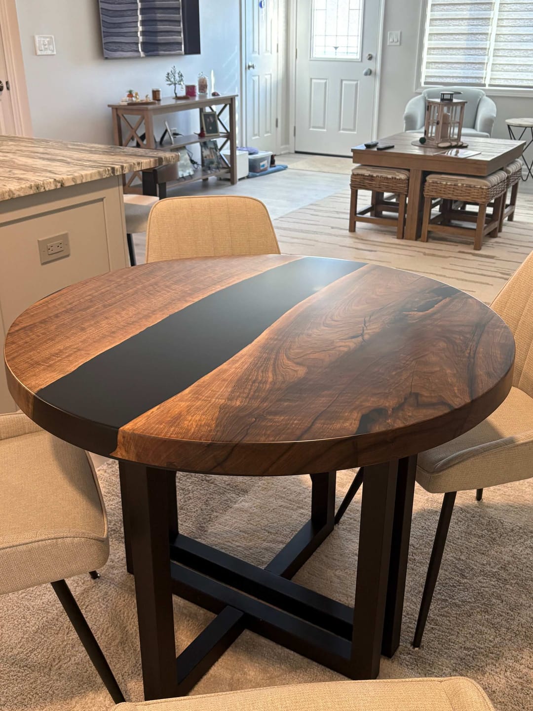 Customer photo review of Walnut Black Epoxy Dining & Coffee Table – Resin Table for Living and Dining Spaces - P02
