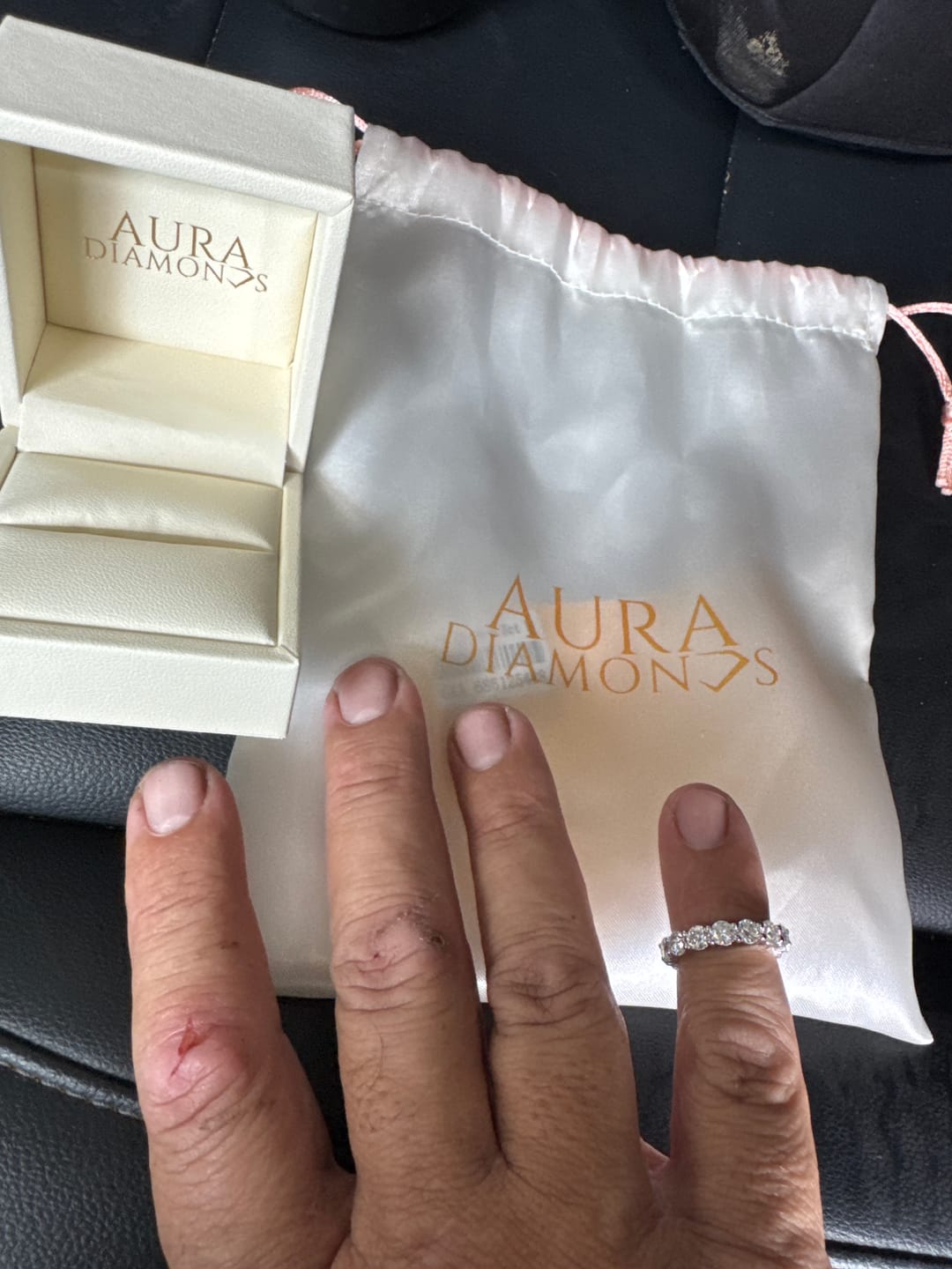 Customer photo review of Aura 4MM Eternity Band - Sterling Silver - Moissanite