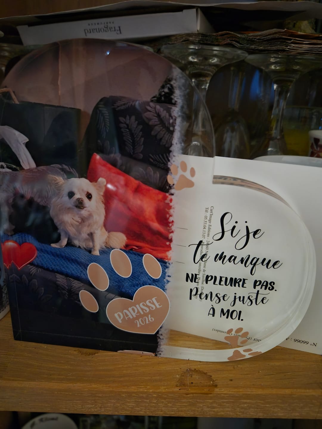 Customer photo review of Si je te manque - Cœur en verre personnalisé