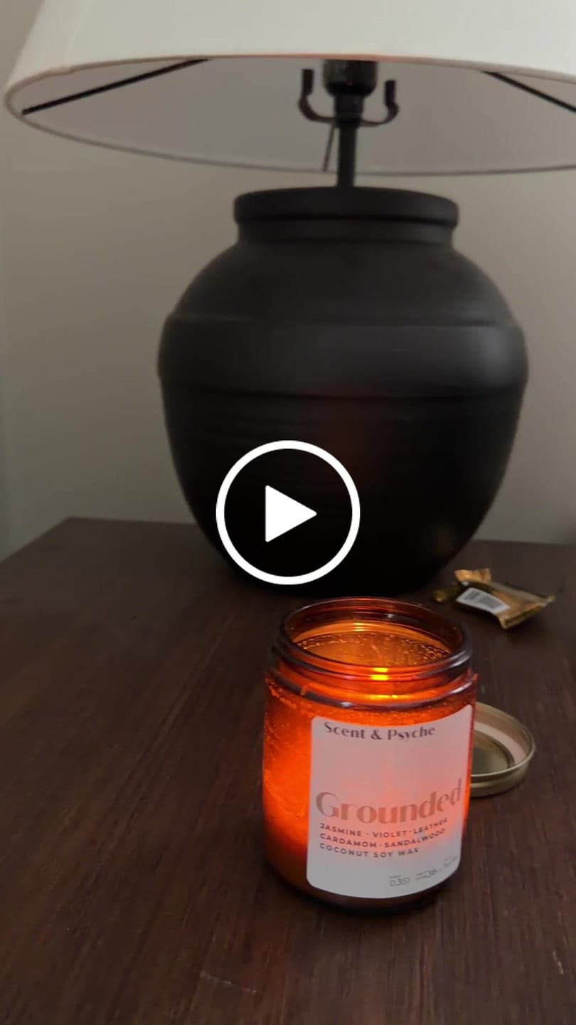 Customer video review of Grounded Wood Wick Scented Candle  - 7oz Amber Jar