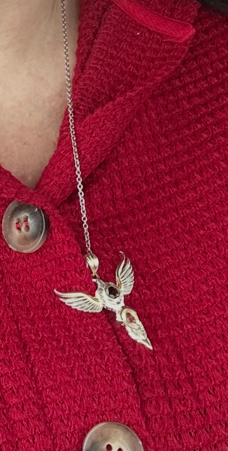 Customer photo review of Moldavite & Gold Tektite Wings of Awakening