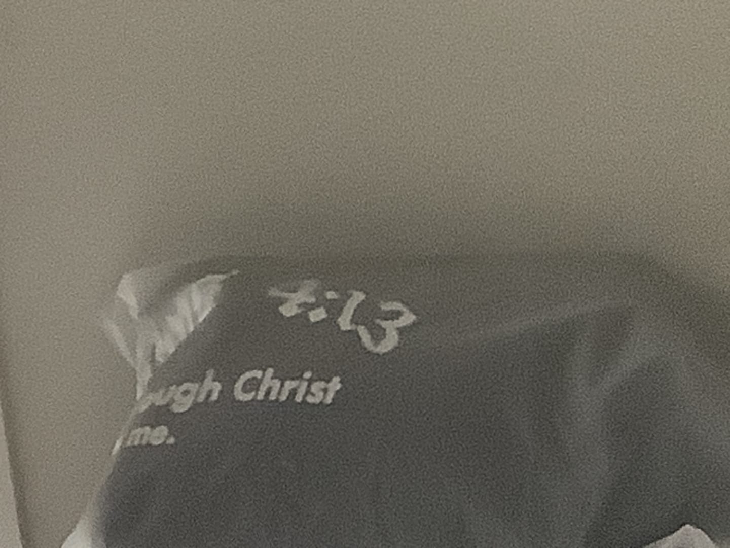 Customer photo review of Christianartworkshop Quotation Style Bold Faith in Philippians 413 Fleece Lined Polyester Hoodie