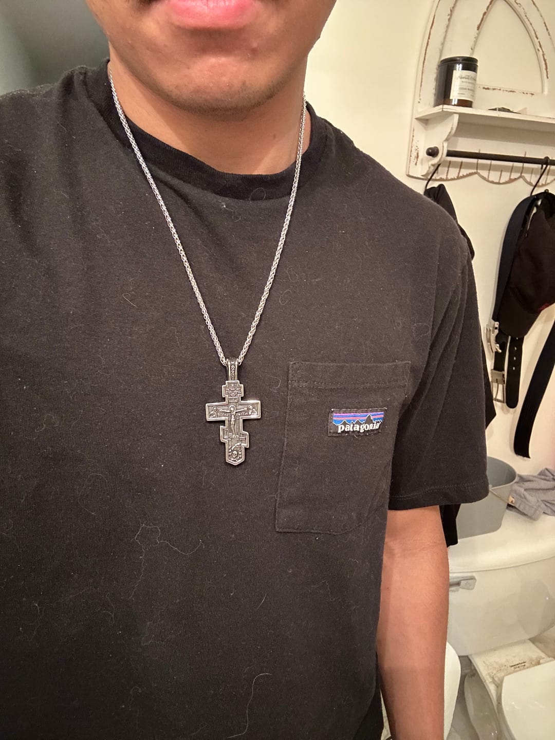 Customer photo review of FREE Today: Titanium Orthodox Jesus Crucifix Necklace Protection Jewelry