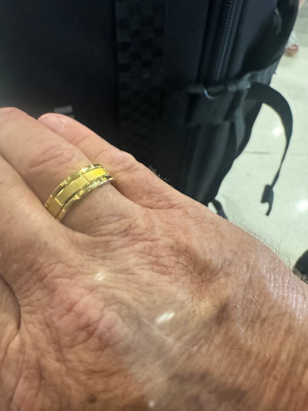 Customer photo review of The Golden Child - Gold Brushed Tungsten Ring